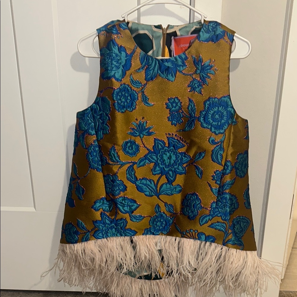 La DoubleJ La Scala, Hottie Turquoise in Jacquard With Feathers Top - Picture 3 of 10